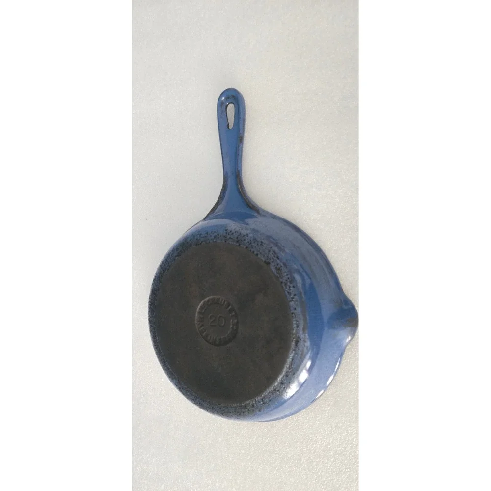 Le Creuset Blue Enameled Cast Iron Skillet Frying Pan # 20 France 7.5